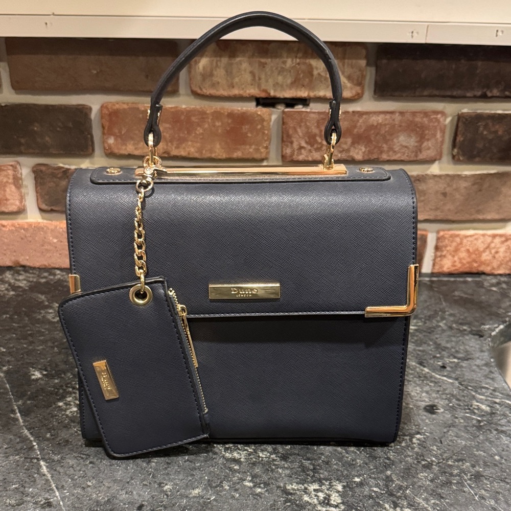 Navy Blue and Rose Gold Dune Handbag